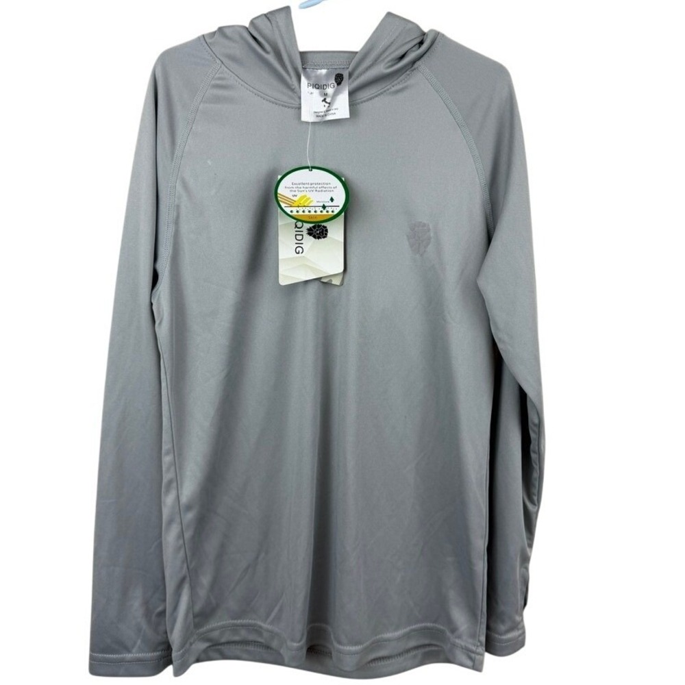 NWT PIQIDIG Boys‎ (M) Swim Shirt Rash Guard Long Sleeve Hood 50+ Vacation Surf